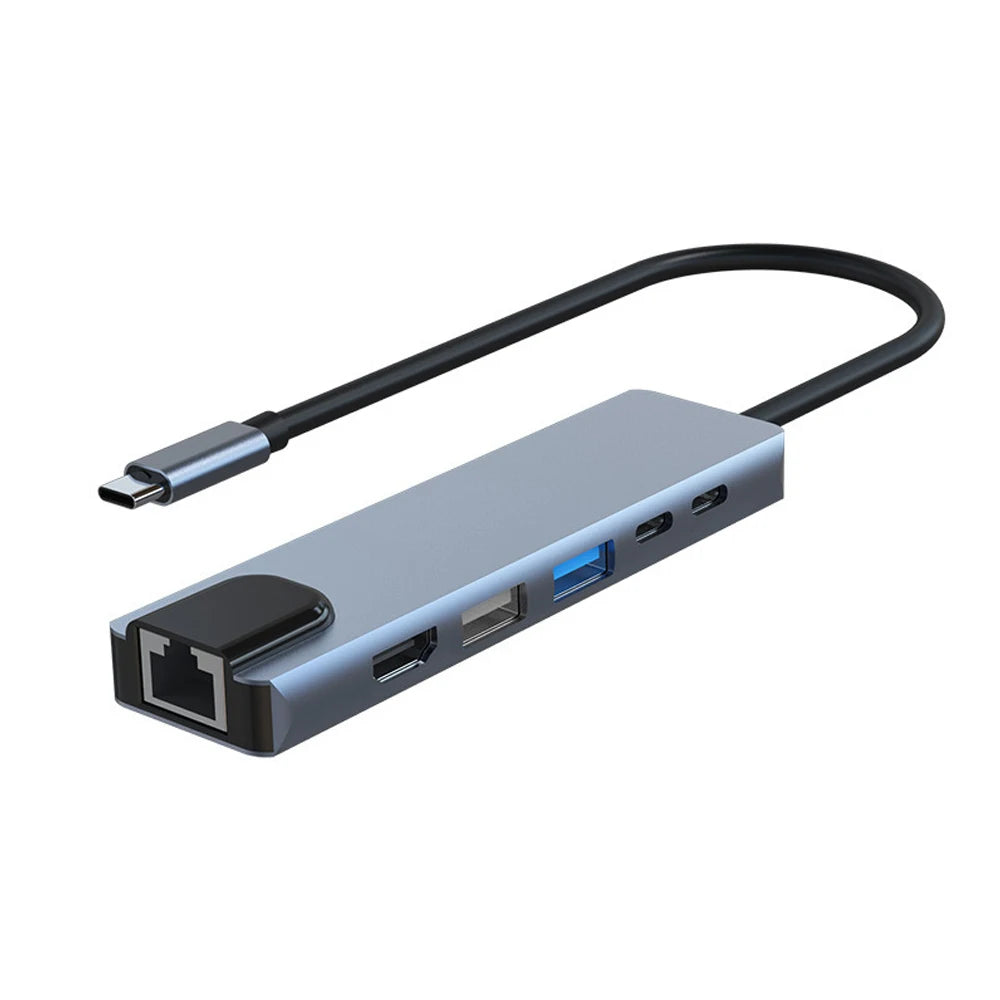 HUB USB Type C 3.0 Adapter Supports 65W Reverse Charging Laptop Docking Station USB C Docking Station 6 In 1 HUB Ipad Accessory