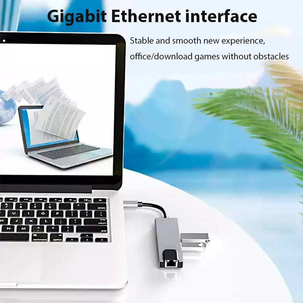 HUB USB Type C 3.0 Adapter Supports 65W Reverse Charging Laptop Docking Station USB C Docking Station 6 In 1 HUB Ipad Accessory